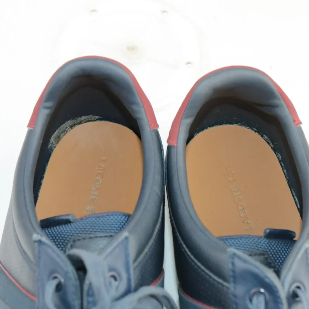 Lacoste Mens Chaymon Sneaker Size 12 Navy Blue Leather‎ Lace Up Casual Shoe Low